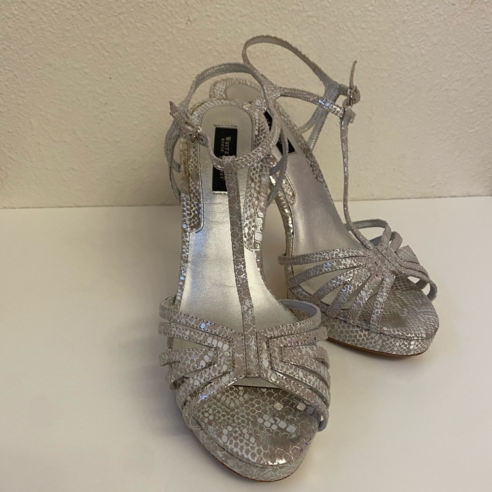 New WHBM Elizabeth Strappy Exotic Metallic Sandal
